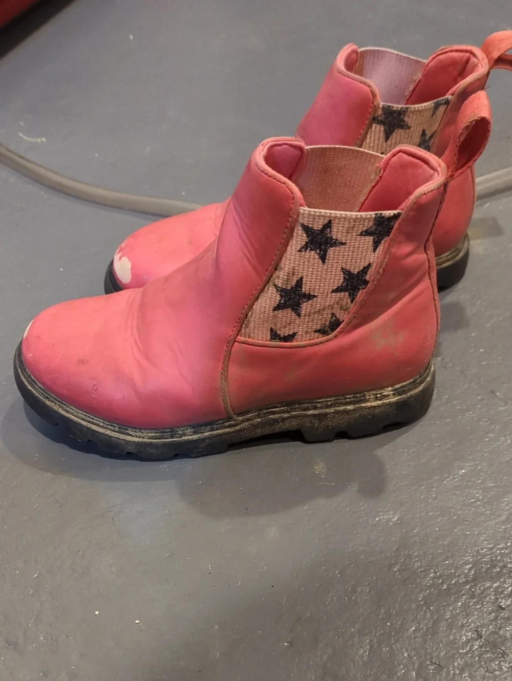 Girls Native’s Pink Chelsea Ankle Boots with Star Elastic Panels Size 1